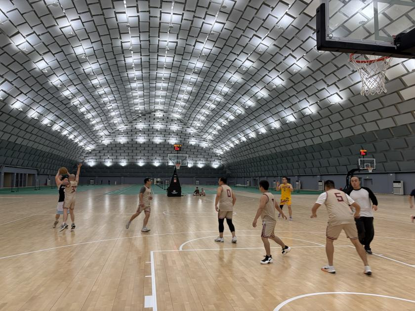 The celebration air dome transformed into a sports arena