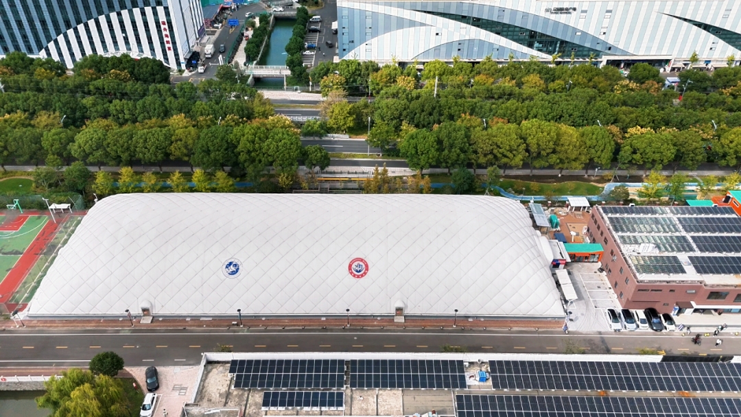 Basketball Hall of Ningbo University of Technology Air Dome Sports Center built by Broadwell Air Dome